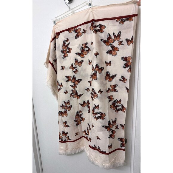 Agua Bendita Butterfly Orquidea Monarca Crema Sarong Pareo Wrap Skirt Fringe - Picture 9 of 10